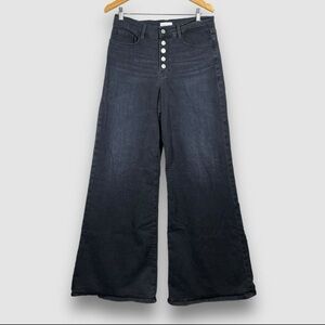 Frame Denim High Waist Wide Leg Women’s Jeans - Black, Silver Button size 31